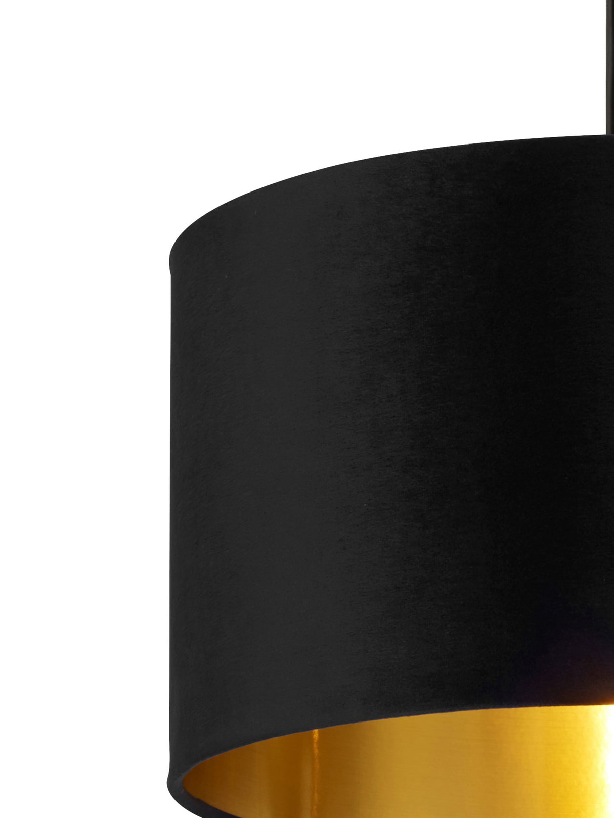 Searchlight Electric Drum Shade - Black Velvet with Gold Inner Dia.40cm 31040BK