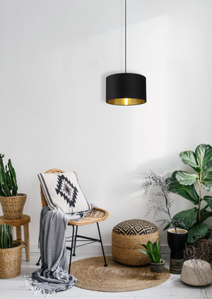 Searchlight Electric Drum Shade - Black Velvet with Gold Inner Dia.40cm 31040BK