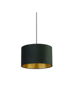 Searchlight Electric Drum Shade - Green Velvet with Gold Inner 31040GR