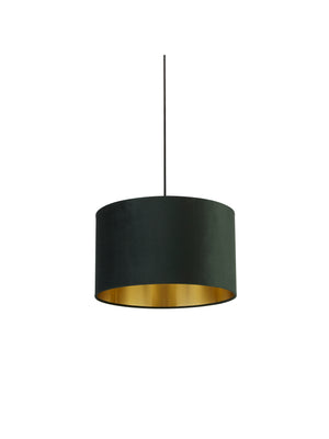 Searchlight Electric Drum Shade - Green Velvet with Gold Inner 31040GR