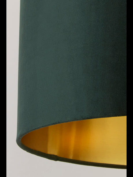 Searchlight Electric Drum Shade - Green Velvet with Gold Inner 31040GR