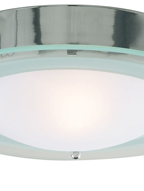 Searchlight Electric Belfast Flush  - Chrome Metal & Clear Acid Glass 3108CC