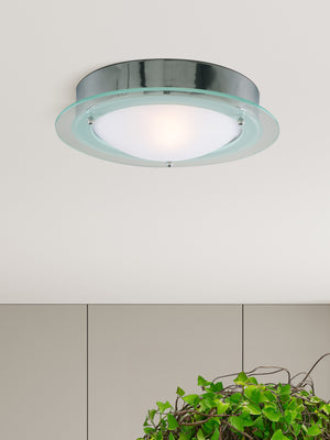 Searchlight Electric Belfast Flush  - Chrome Metal & Clear Acid Glass 3108CC