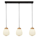Ella 3Lt Pendant - Black Metal & Opal Ribbed Glass