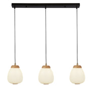 Ella 3Lt Pendant - Black Metal & Opal Ribbed Glass