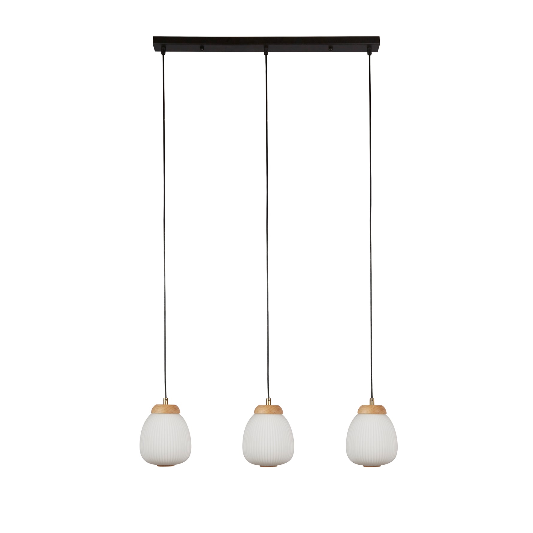 Searchlight Electric Ella 3Lt Pendant - Black Metal & Opal Ribbed Glass 31411-3NA