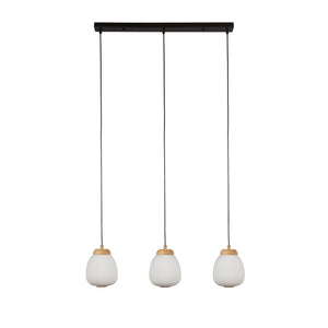 Searchlight Electric Ella 3Lt Pendant - Black Metal & Opal Ribbed Glass 31411-3NA