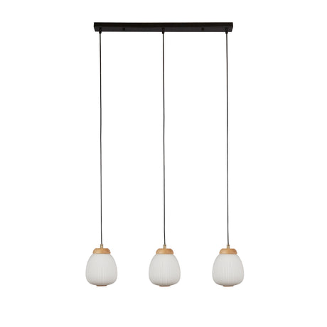 Searchlight Electric Ella 3Lt Pendant - Black Metal & Opal Ribbed Glass 31411-3NA