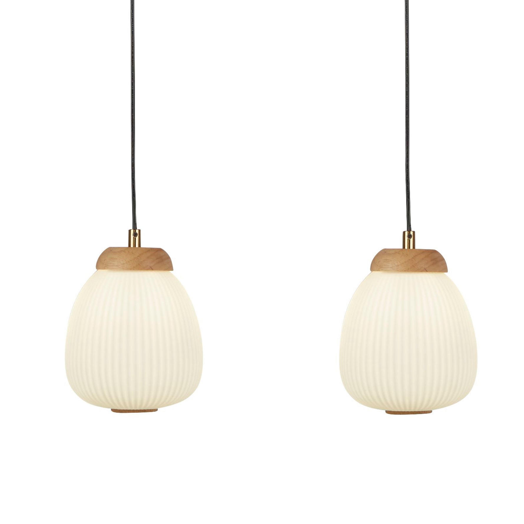 Searchlight Electric Ella 3Lt Pendant - Black Metal & Opal Ribbed Glass 31411-3NA