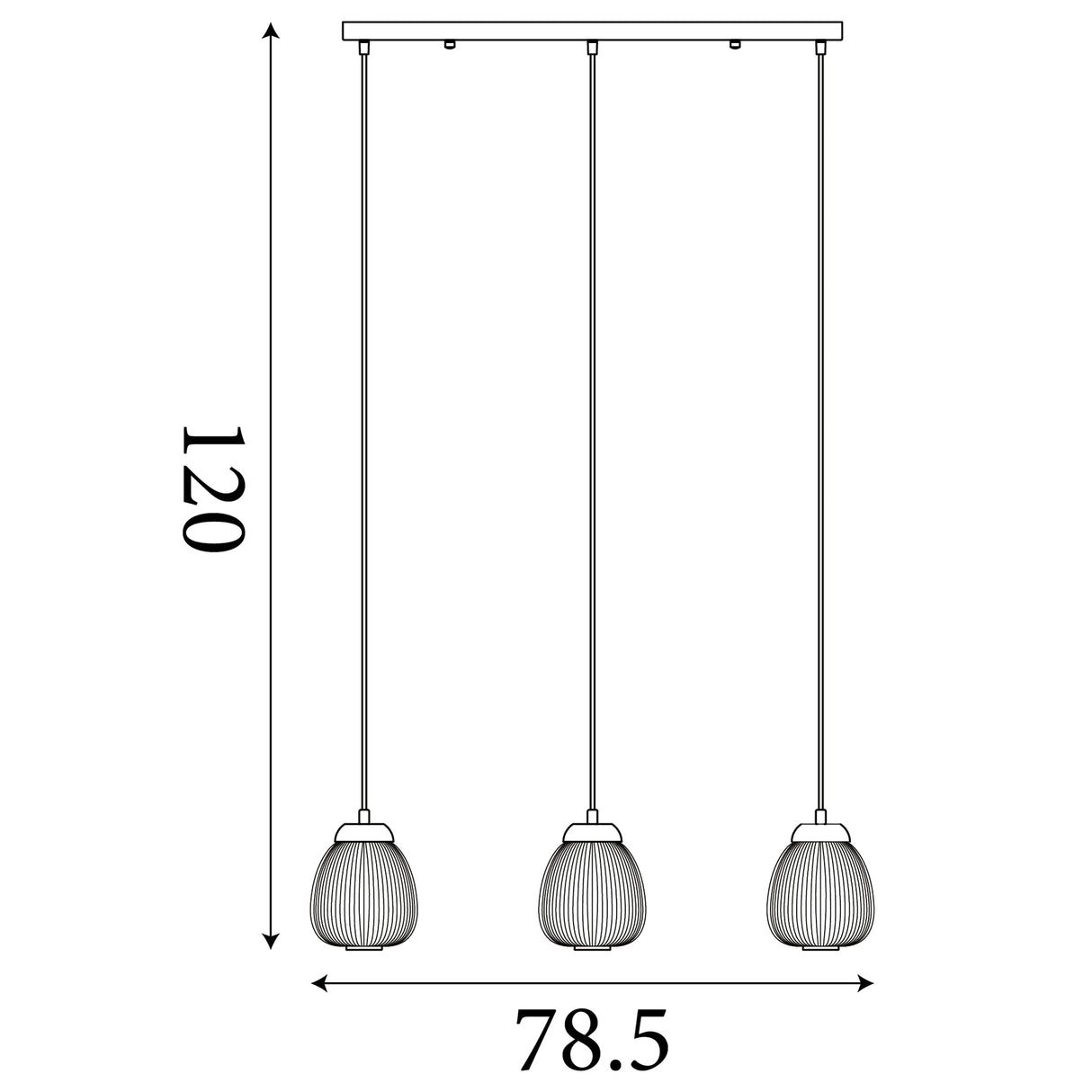 Searchlight Electric Ella 3Lt Pendant - Black Metal & Opal Ribbed Glass 31411-3NA