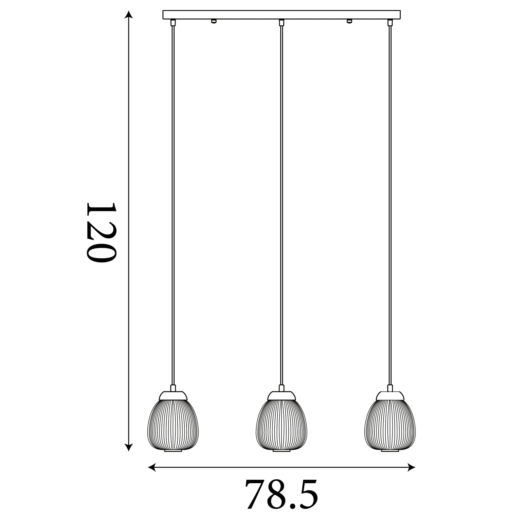Searchlight Electric Ella 3Lt Pendant - Black Metal & Opal Ribbed Glass 31411-3NA