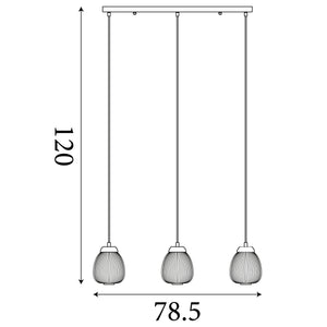 Searchlight Electric Ella 3Lt Pendant - Black Metal & Opal Ribbed Glass 31411-3NA