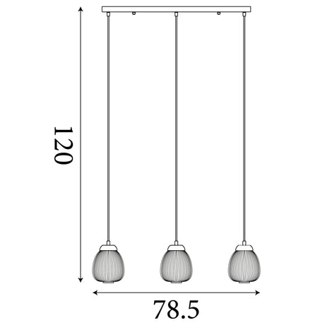 Searchlight Electric Ella 3Lt Pendant - Black Metal & Opal Ribbed Glass 31411-3NA