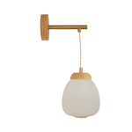 Searchlight Electric Ella Wall light - Brass Metal, Wood & Opal Ribbed Glass 31412-1NA