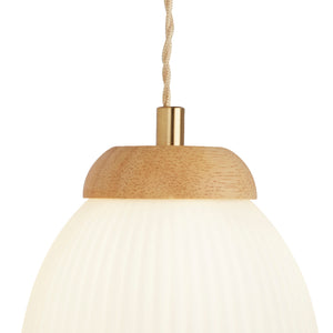 Searchlight Electric Ella Wall light - Brass Metal, Wood & Opal Ribbed Glass 31412-1NA