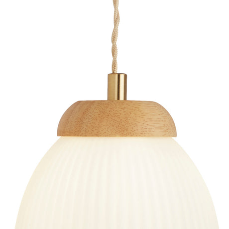 Searchlight Electric Ella Wall light - Brass Metal, Wood & Opal Ribbed Glass 31412-1NA