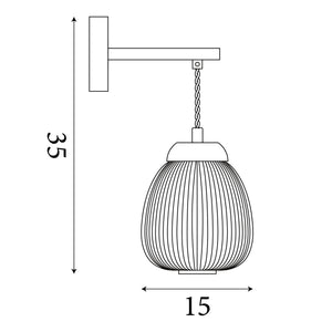 Searchlight Electric Ella Wall light - Brass Metal, Wood & Opal Ribbed Glass 31412-1NA