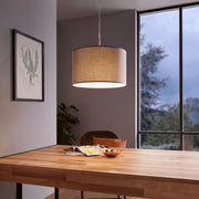 Eglo EU Pasteri Satin Nickel/Grey Fabric Pendant Light, 38cm