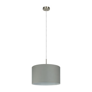 Eglo EU Pasteri Satin Nickel/Grey Fabric Pendant Light, 38cm