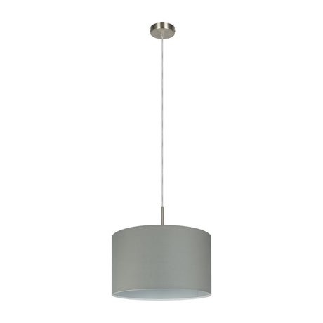 Eglo EU Pasteri Satin Nickel/Grey Fabric Pendant Light, 38cm