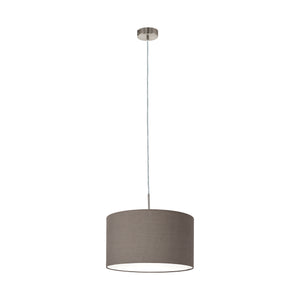 Eglo EU Pasteri Steel & Brown Fabric Single Pendant, 38cm