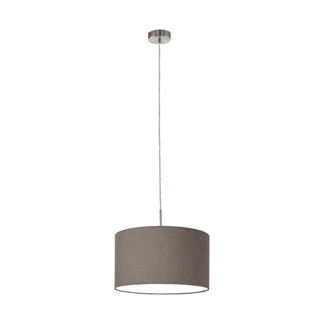 Eglo EU Pasteri Steel & Brown Fabric Single Pendant, 38cm
