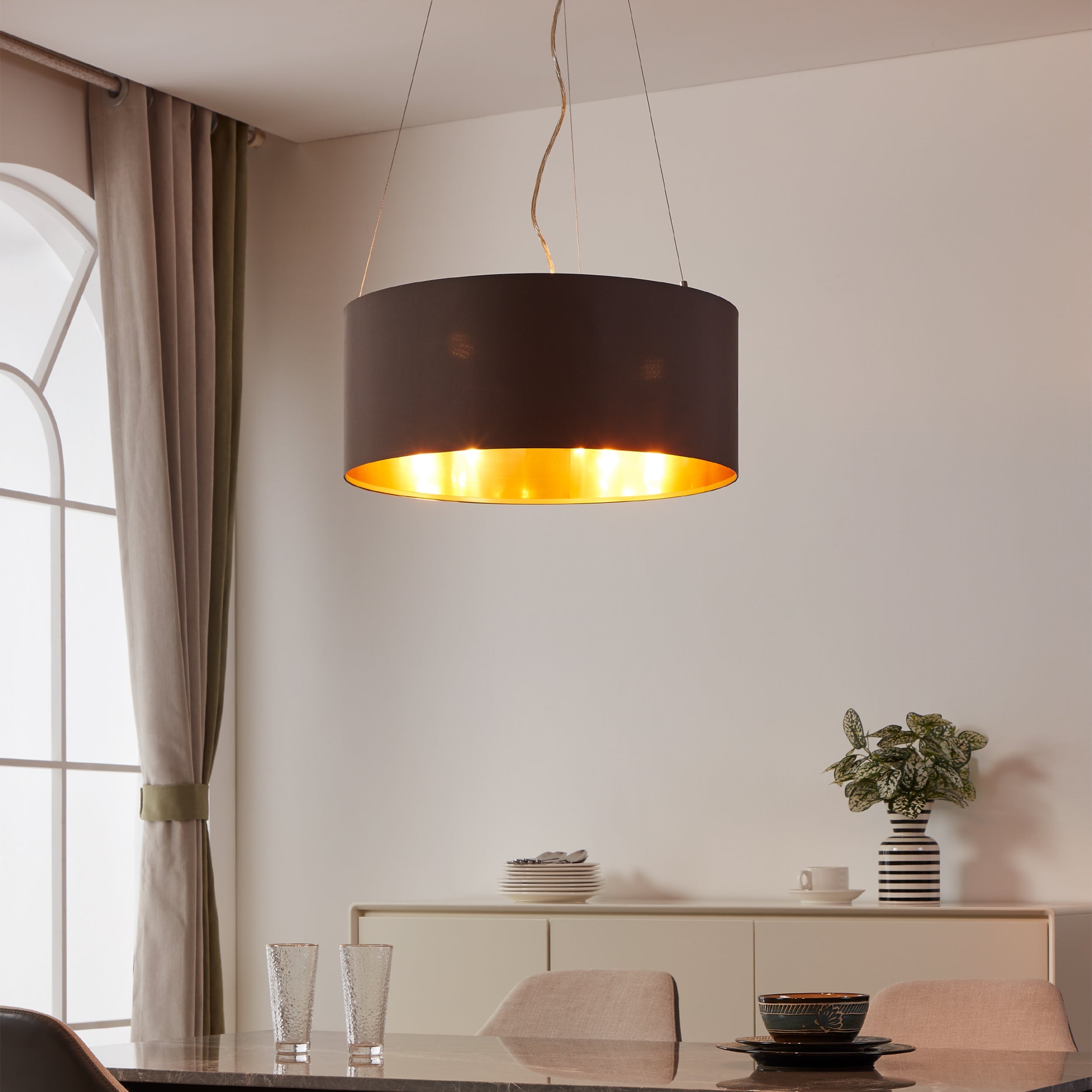 Eglo EU Belgrave Black Steel & White Paper Contemporary Table Lamp