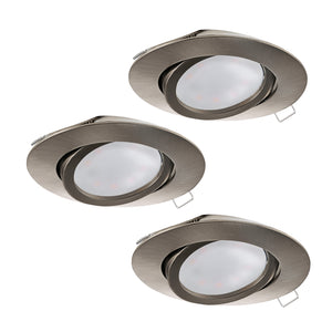 Eglo EU Tedo Satin Nickel LED Round Set of 3 Recessed Light, 8cm, 3000K