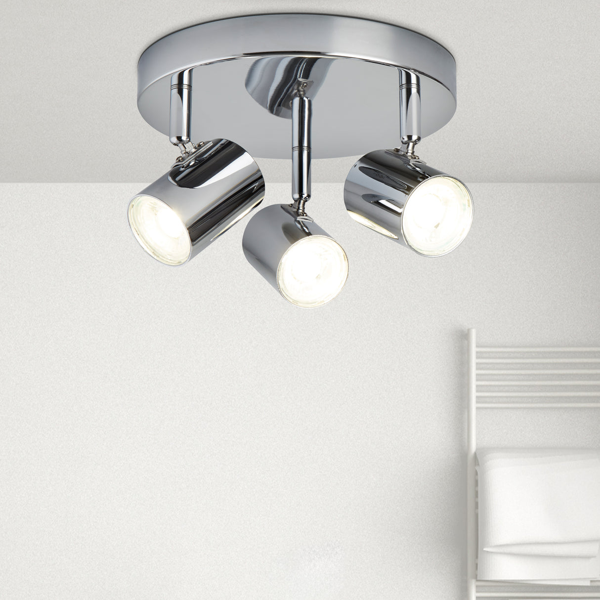 Searchlight Electric Rollo 3Lt Round Spotlight  - Chrome Metal 3173CC