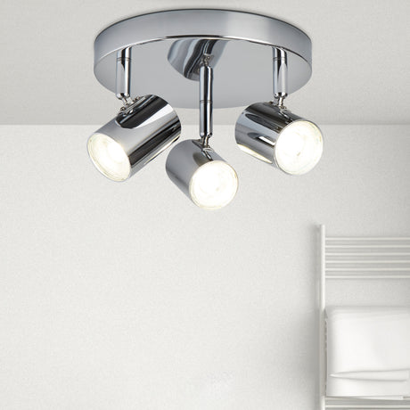 Searchlight Electric Rollo 3Lt Round Spotlight  - Chrome Metal 3173CC