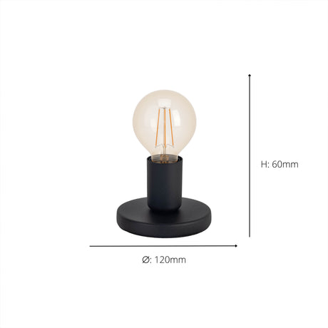 Eglo EU Pozello Table Lamp Black Steel Base with Exposed Bulb