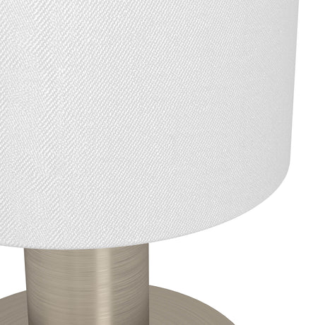 Eglo EU Montetto Table Lamp – White Fabric Shade with Satin Nickel Steel Base, E14