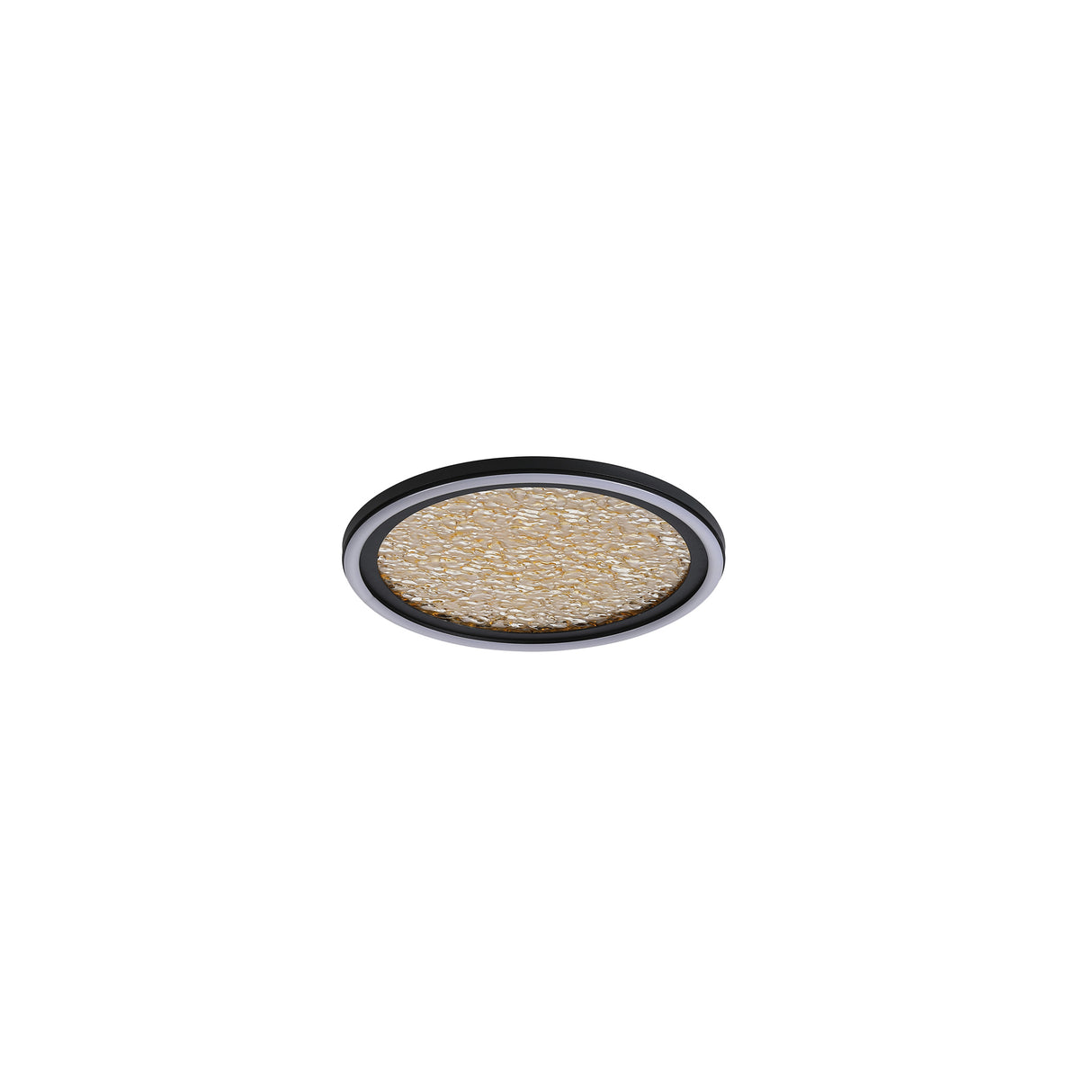 Searchlight Electric Luna LED Flush, Sand Black Metal & Gold PC Diffuser 31908-300GO