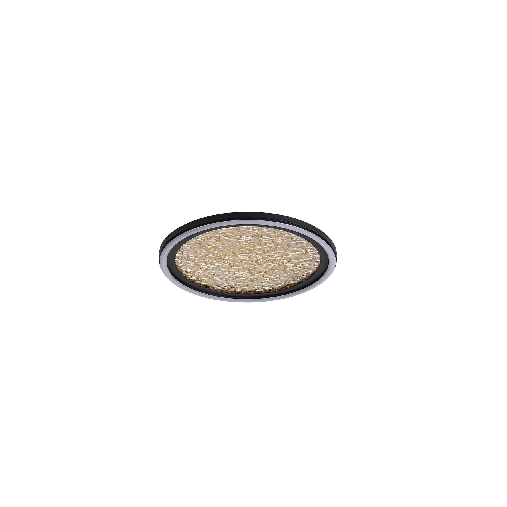 Searchlight Electric Luna LED Flush, Sand Black Metal & Gold PC Diffuser 31908-300GO