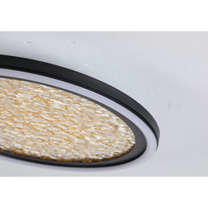 Searchlight Electric Luna LED Flush, Sand Black Metal & Gold PC Diffuser 31908-300GO
