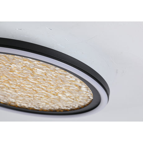 Searchlight Electric Luna LED Flush, Sand Black Metal & Gold PC Diffuser 31908-300GO