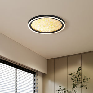 Searchlight Electric Luna LED Flush, Sand Black Metal & Gold PC Diffuser 31908-300GO