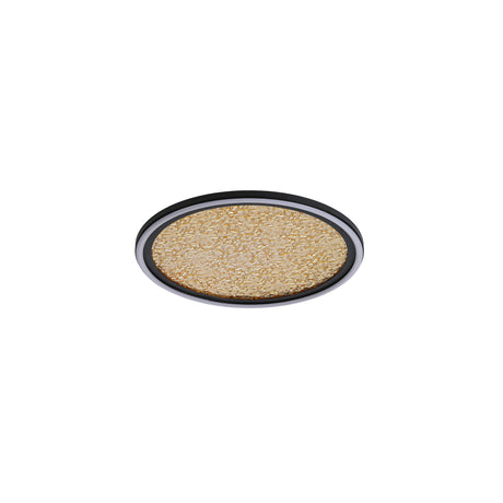 Searchlight Electric Luna LED Flush, Sand Black Metal & Gold PC Diffuser 31908-400GO