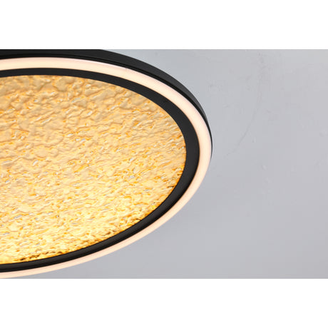 Searchlight Electric Luna LED Flush, Sand Black Metal & Gold PC Diffuser 31908-400GO