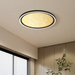 Searchlight Electric Luna LED Flush, Sand Black Metal & Gold PC Diffuser 31908-400GO