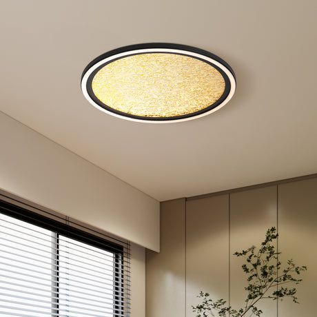 Searchlight Electric Luna LED Flush, Sand Black Metal & Gold PC Diffuser 31908-400GO