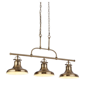 Dallas 3Lt Bar Pendant - Antique Brass Metal