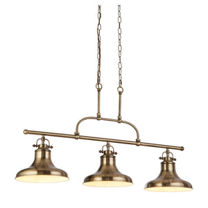 Dallas 3Lt Bar Pendant - Antique Brass Metal