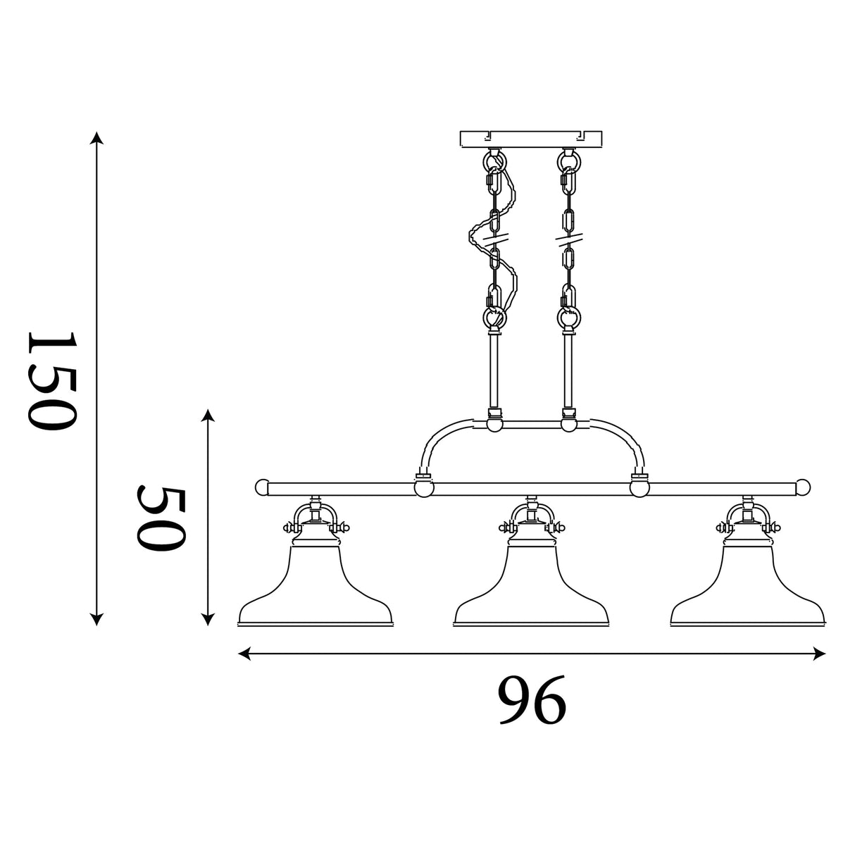Searchlight Electric Dallas 3Lt Bar Pendant - Antique Brass Metal 3193-3AB