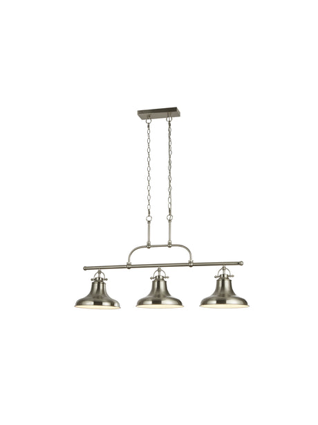 Dallas 3Lt Bar Pendant - Satin Silver Metal
