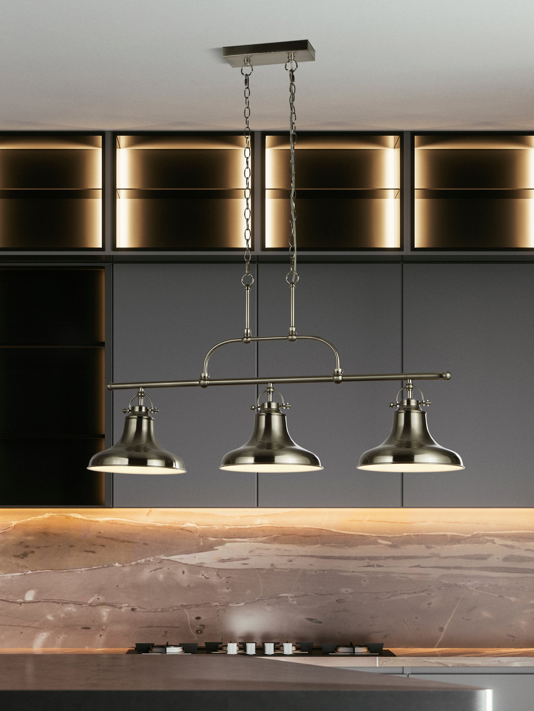 Searchlight Electric Dallas 3Lt Bar Pendant - Satin Silver Metal 3193-3SS