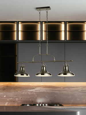Searchlight Electric Dallas 3Lt Bar Pendant - Satin Silver Metal 3193-3SS