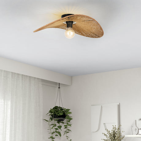 Eglo EU Siruela Steel Black Contemporary Organic Paper Ceiling Light