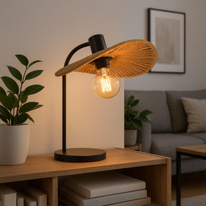 Eglo EU Siruela Steel Black Contemporary Organic Paper Table Lamp