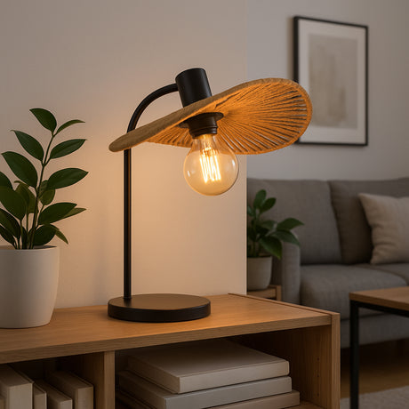 Eglo EU Siruela Steel Black Contemporary Organic Paper Table Lamp